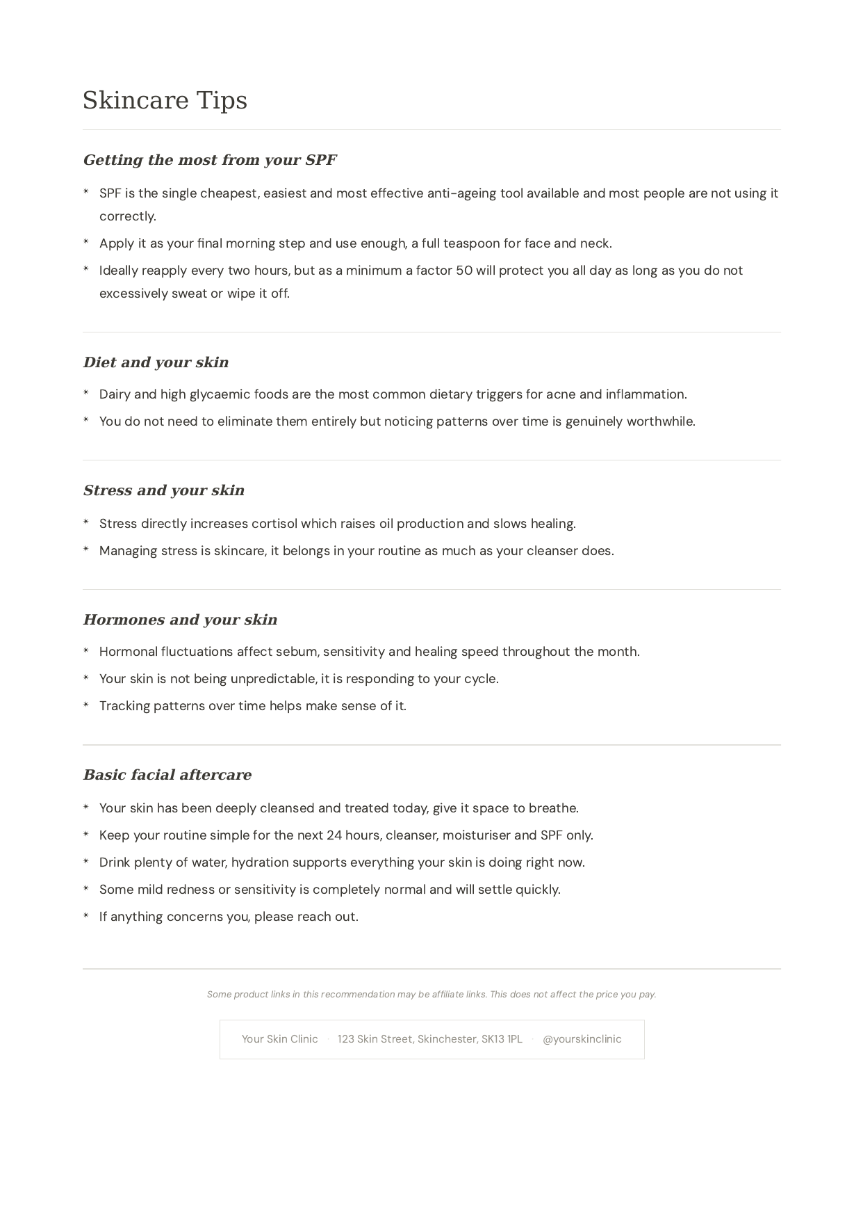 Page 4 of sample homecare recommendation